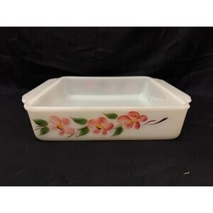 Anchor Hocking Fire King Peach Blossom Square Baking Dish Floral 8.5” x 8.5”